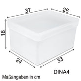Ordnungsbox mit Deckel - stapelbar - DINA4-Format - 18 cm hoch - 36,5x26x18 cm - 15 Liter - Ordnungskorb Schubladenorganizer Organizerbox Ordnungssystem Kunststoff Aufbewahrung Schrank Bad